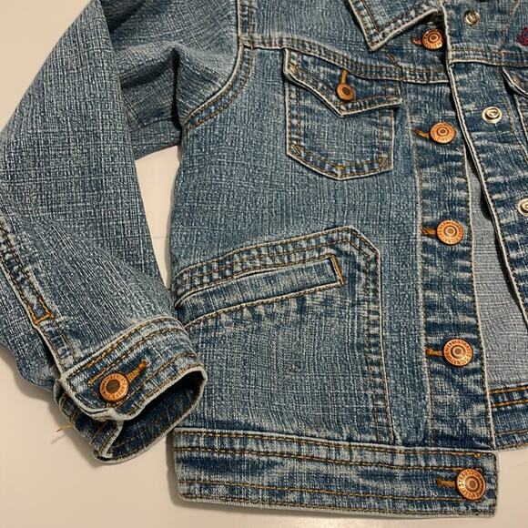 Levi Strauss Brand Girl's 4T Jean Denim Jacket Embroidered Floral - Picture 5 of 7